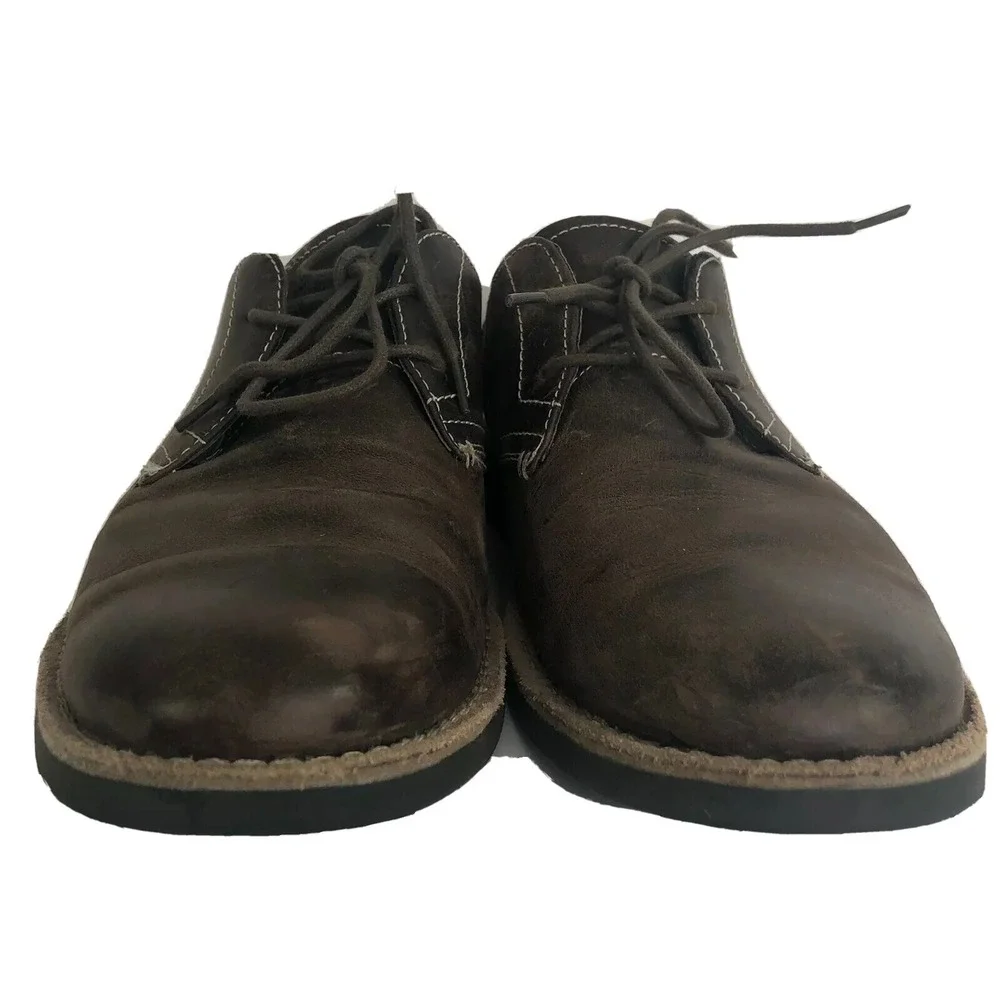 Penguin Waylon Mens Distressed Brown Leather Oxford Shoes‎ Size 9 Lace Up SH714